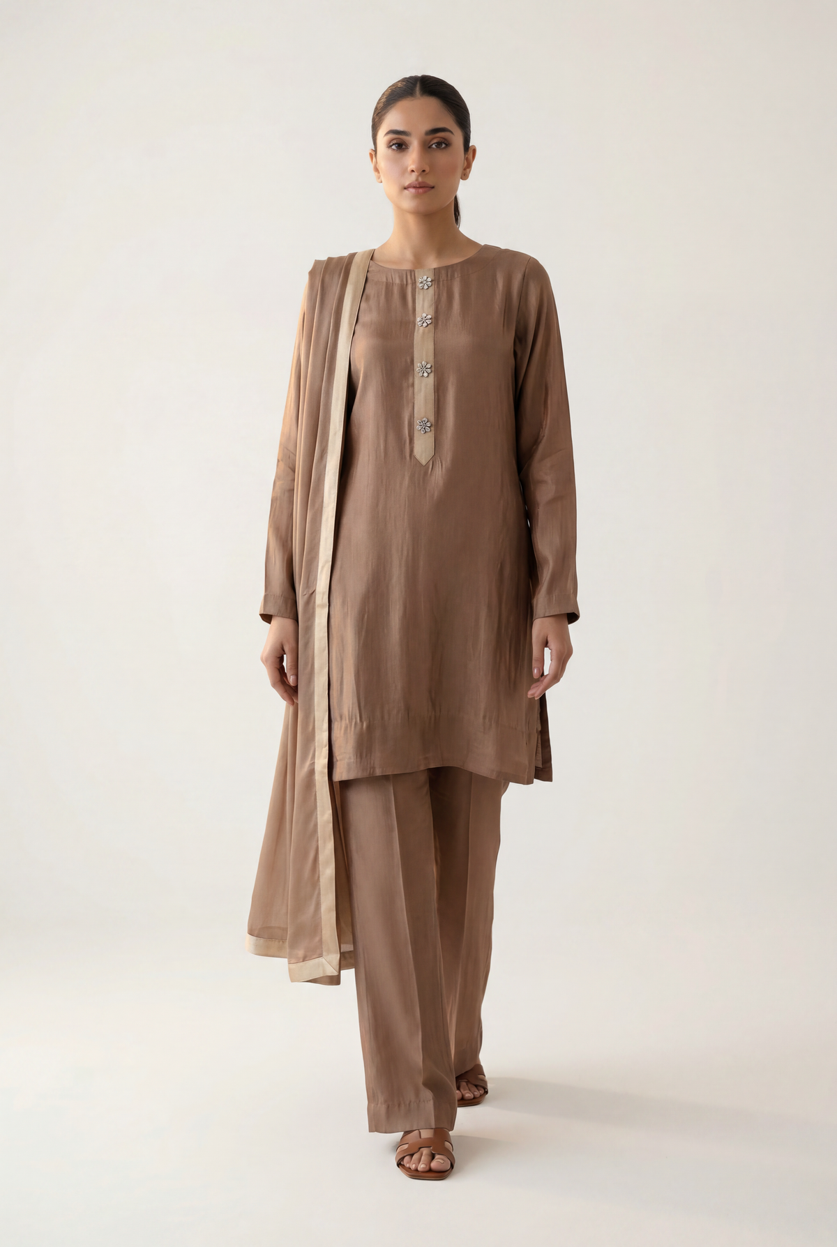 Bandhan Brown Shirt 3-Piece - AI Photo