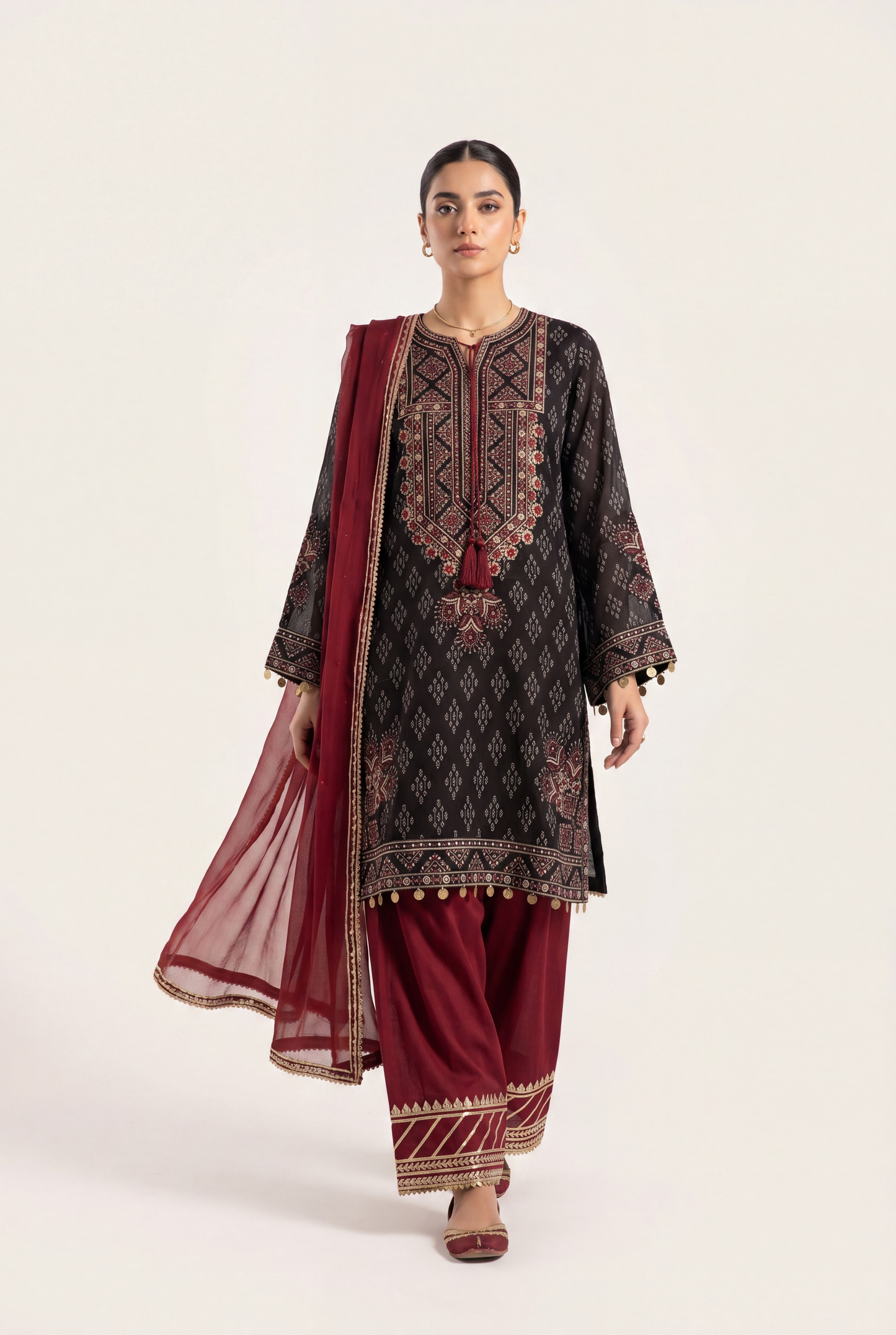 Bandhan Black Shirt 3-Piece - AI Photo