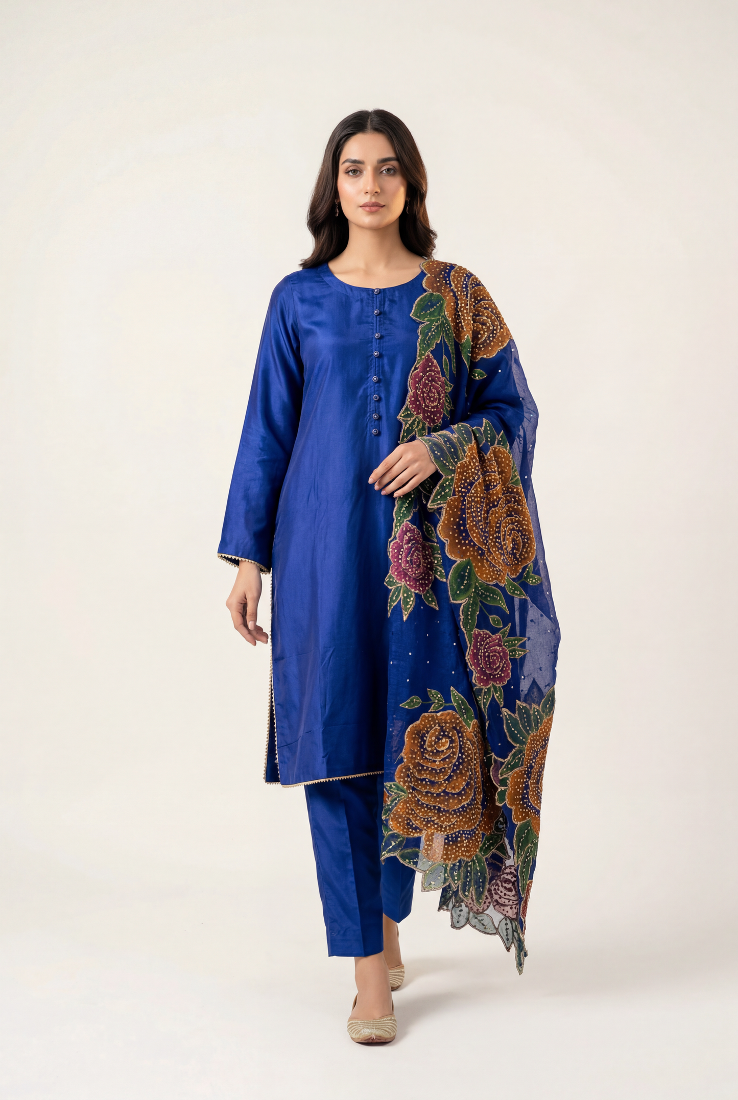 Bandhan Royal Blue Shirt 3-Piece - AI Photo
