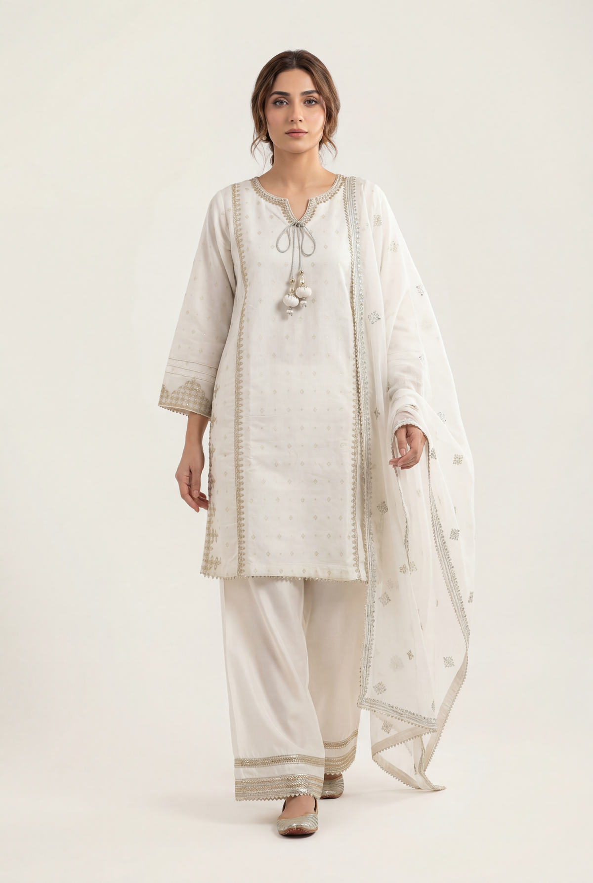 Bandhan White Shirt 3-Piece - AI Photo