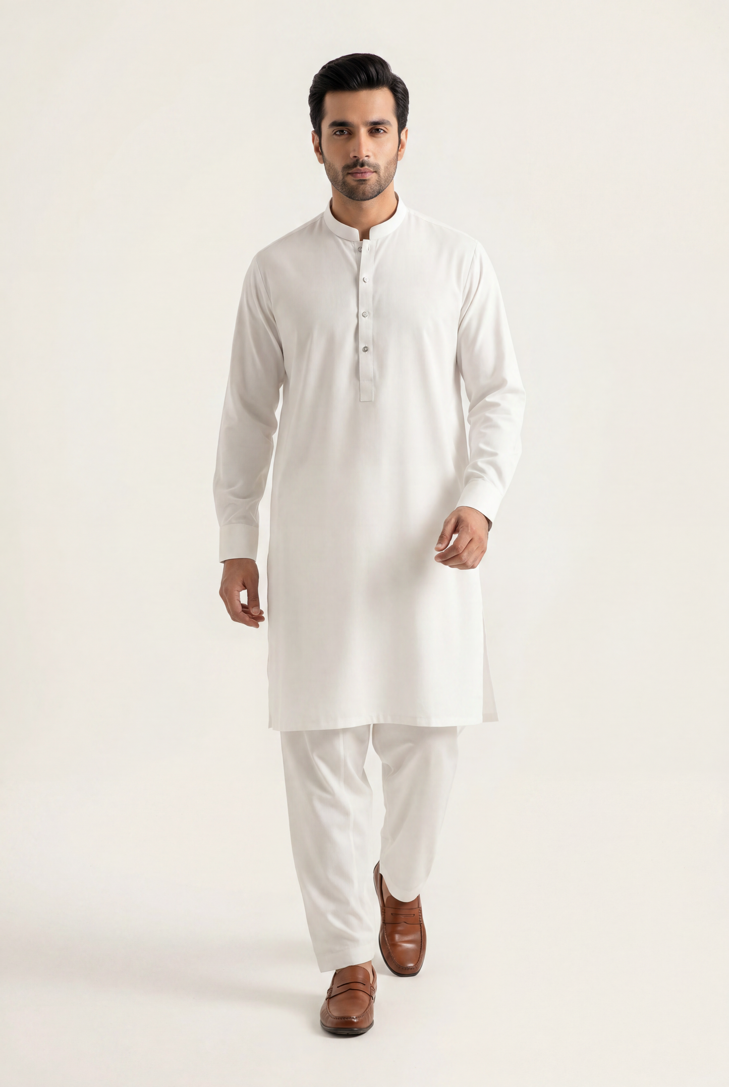 Nishat / Gul Ahmad Off White Shalwar Kameez 2-Piece - Men's - AI Photo