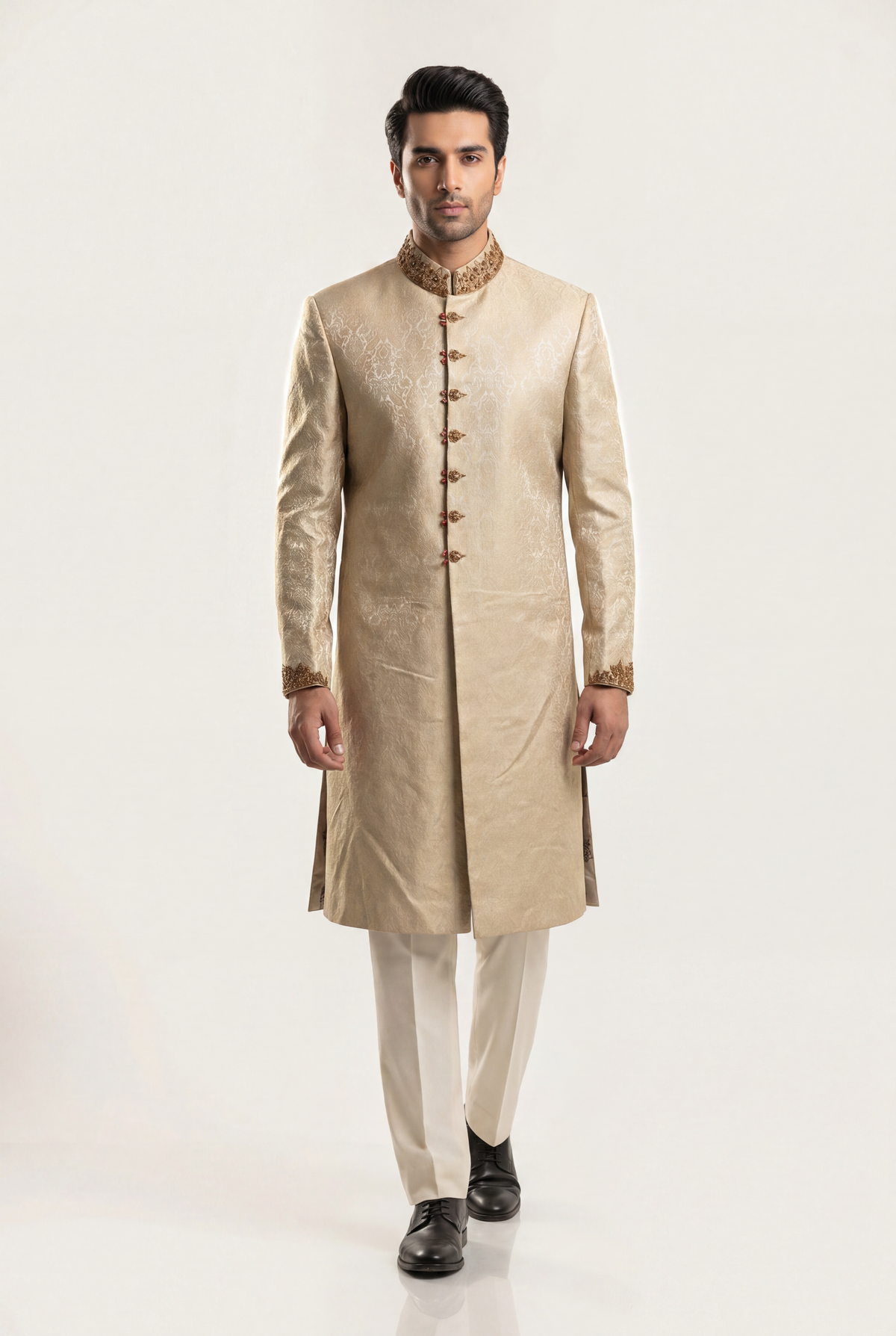 J. Beige Sherwani 1-Piece - Men's - AI Photo