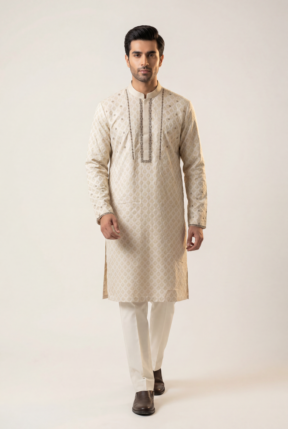 J. Off White Sherwani 1-Piece - Men's - AI Photo