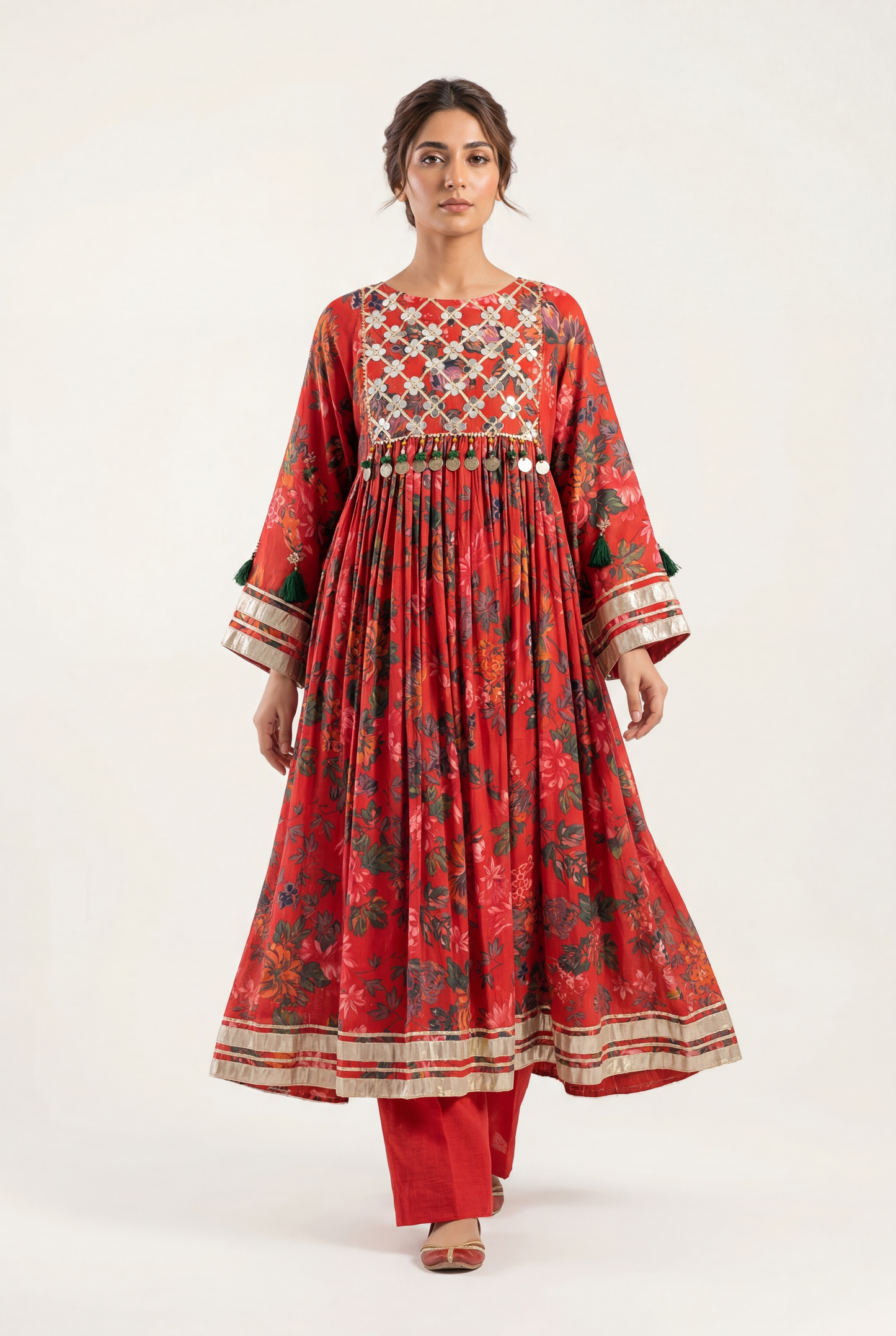 Bandhan Red Frock 2-Piece - AI Photo