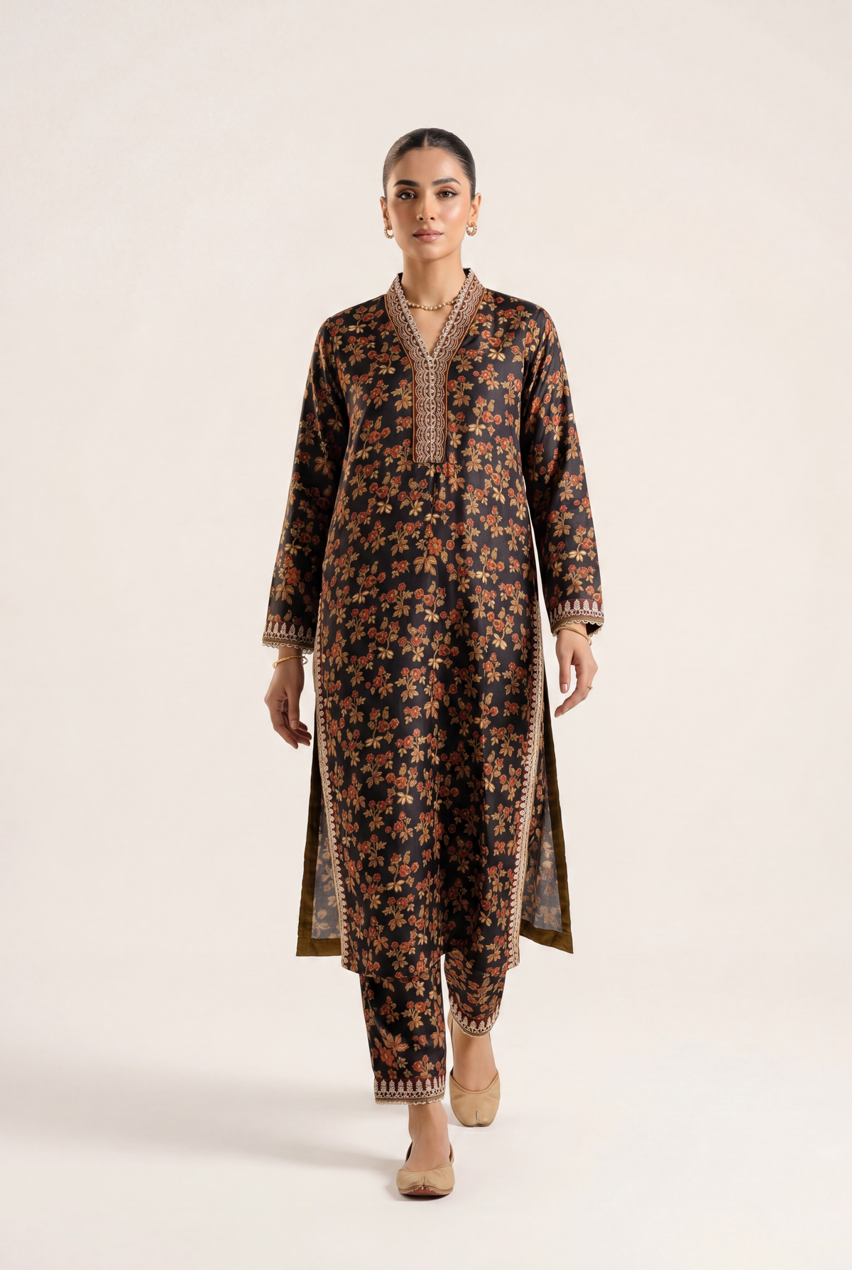 Vanya Black Long Shirt 2-Piece - AI Photo