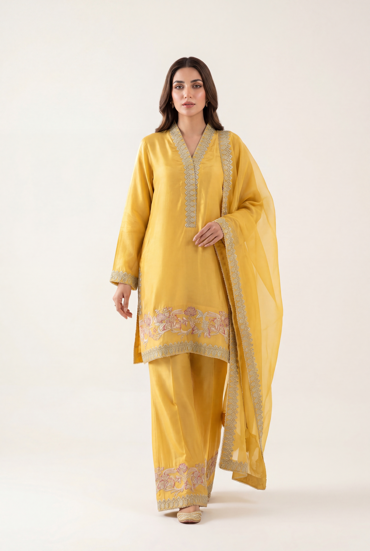 Bandhan Yellow Shirt 3-Piece - AI Photo