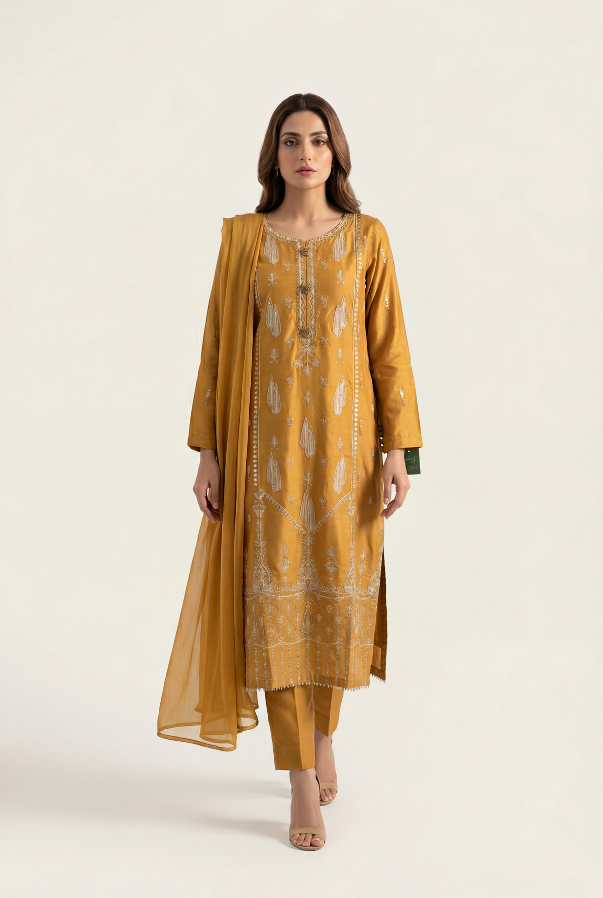 Bandhan Mustard Pishwas 3-Piece - AI Photo