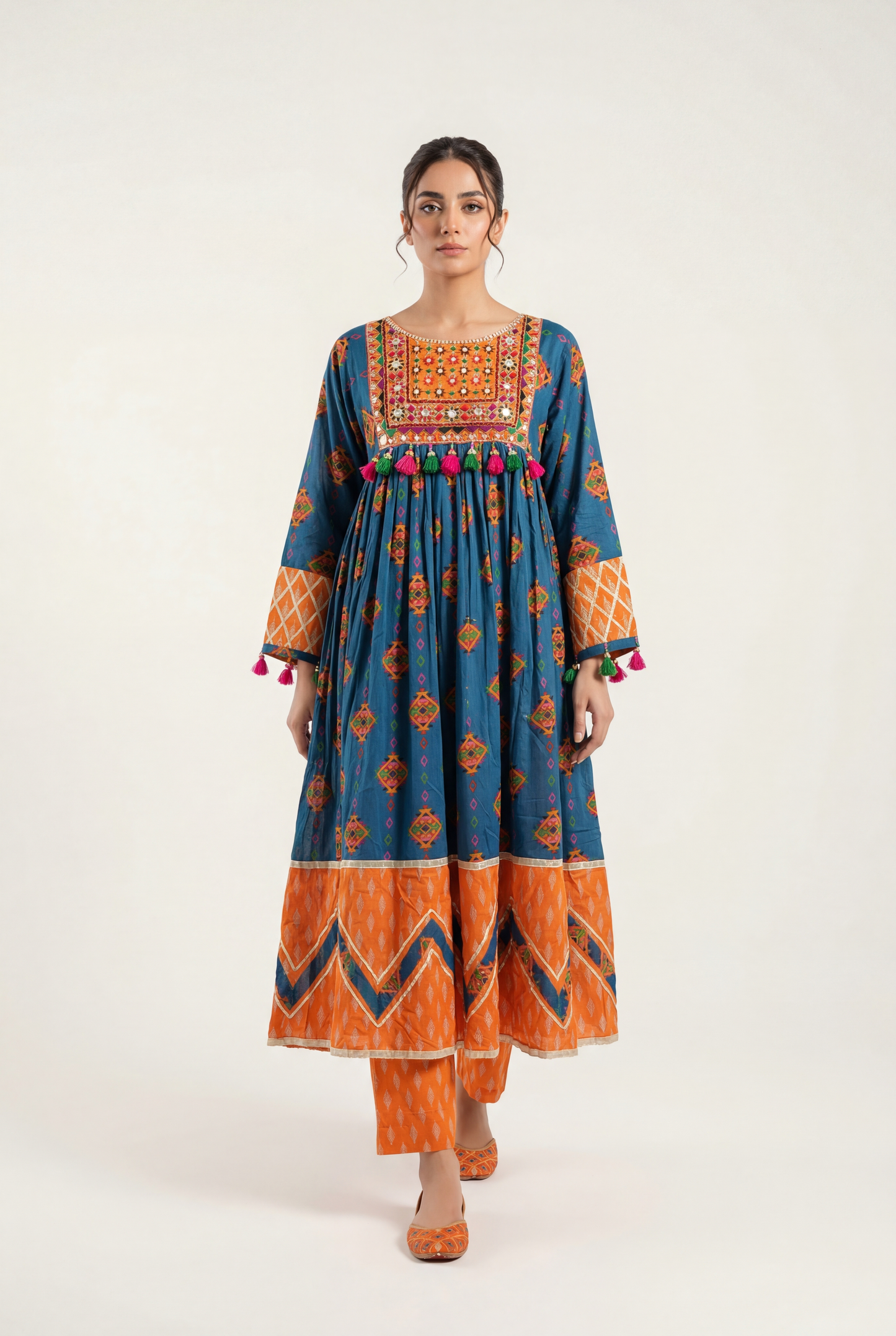 Bandhan Blue Afghani Frock 2-Piece - AI Photo