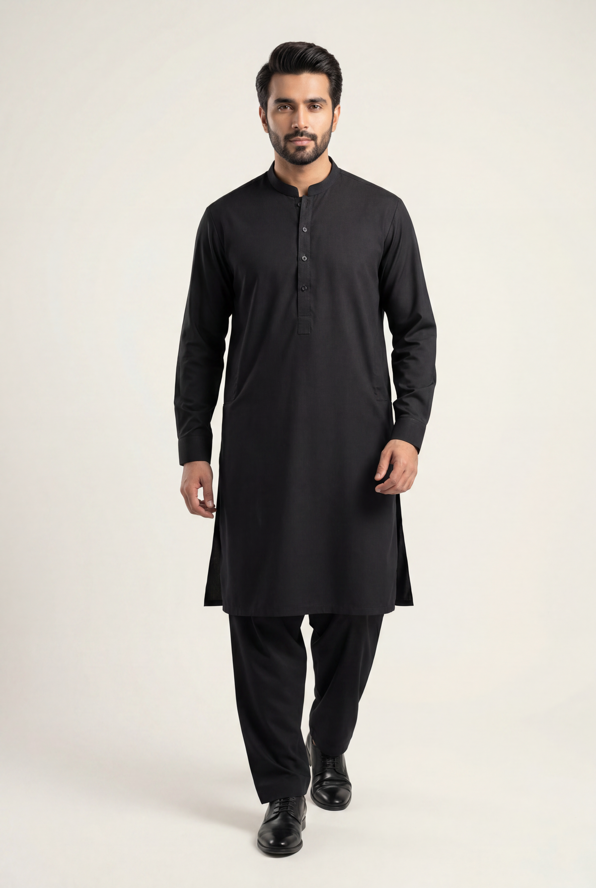 Gul Ahmad Black Shalwar Kameez 2-Piece - Men's - AI Photo