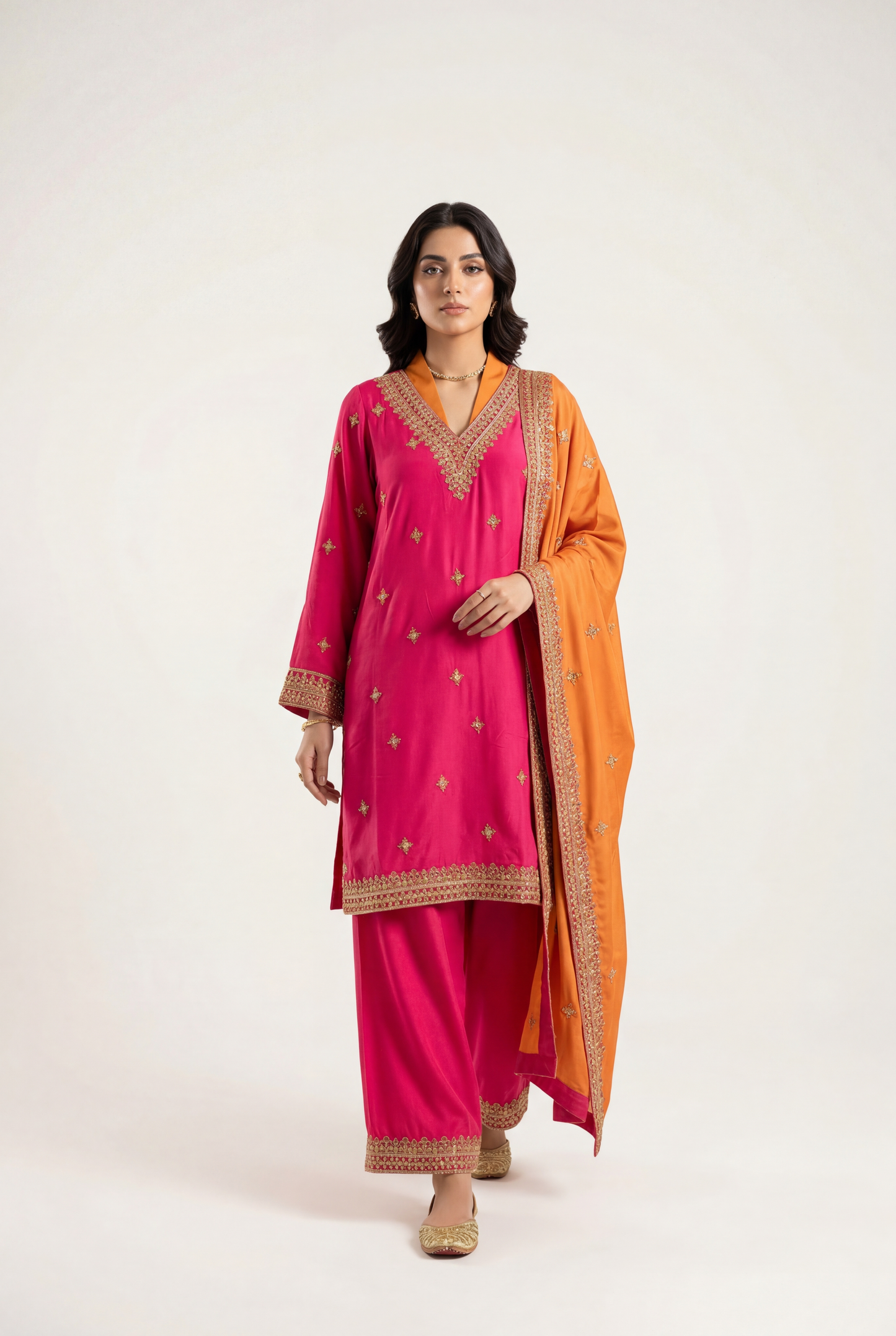 Imraa Hot Pink Shirt 3-Piece - AI Photo
