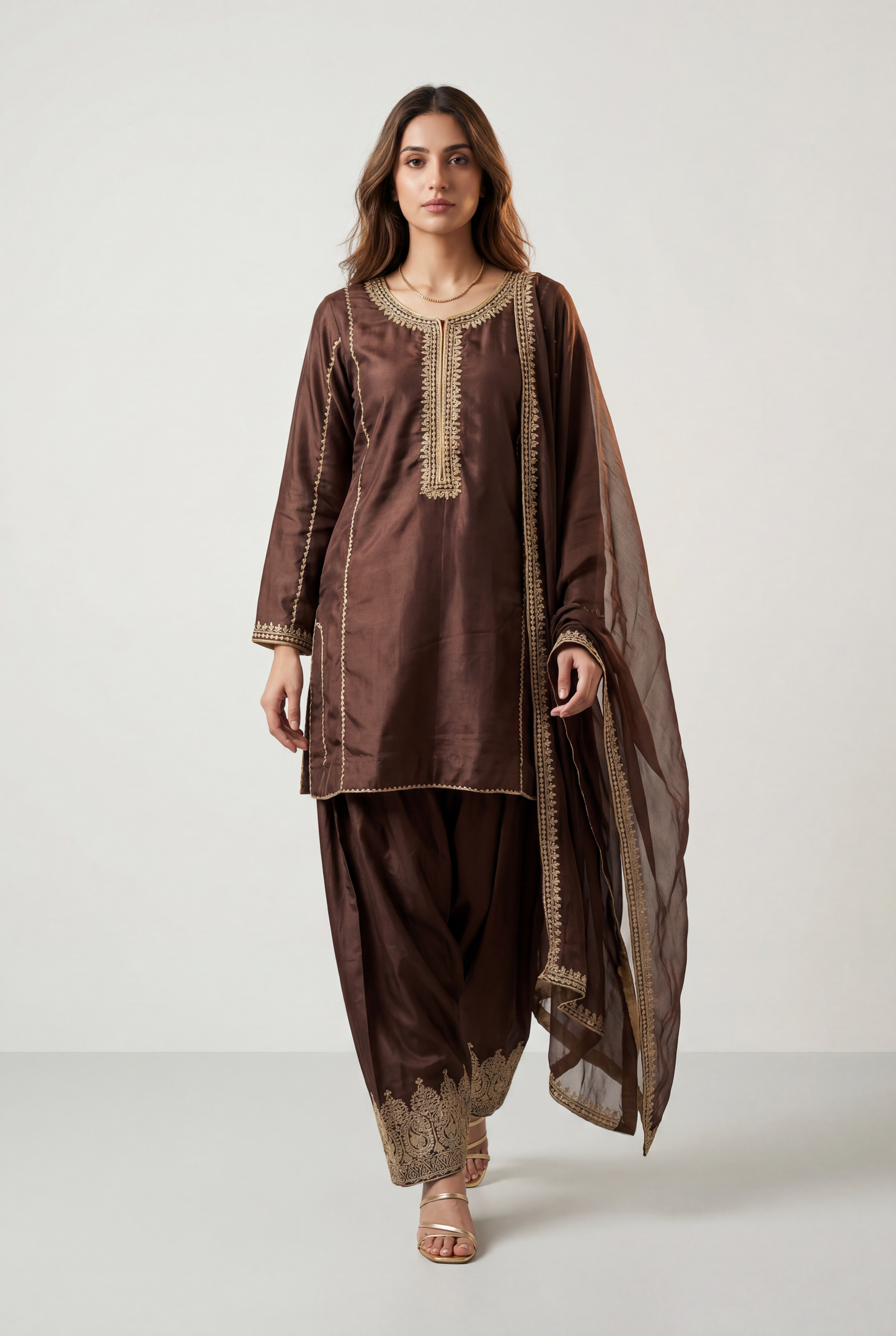Bandhan Brown Shirt 3-Piece - AI Photo