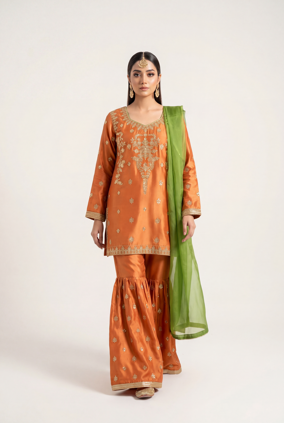 Bandhan Orange Shirt 3-Piece - AI Photo