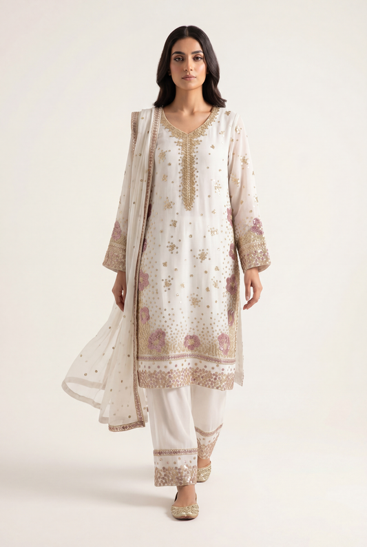 Bandhan White Shirt 3-Piece - AI Photo