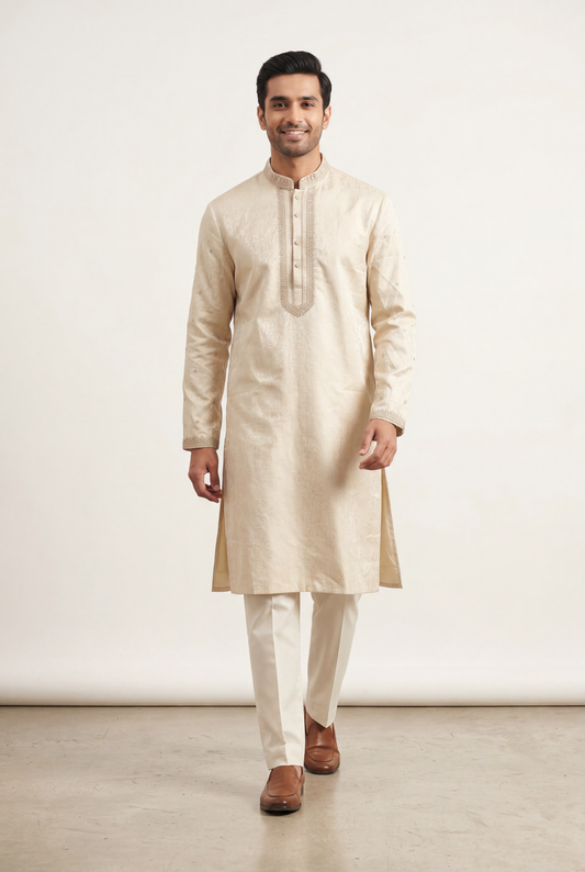 J. Cream Sherwani 1-Piece - Men's - AI Photo