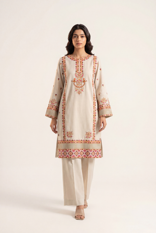 Bandhan Cream Beige Shirt 2-Piece - AI Photo