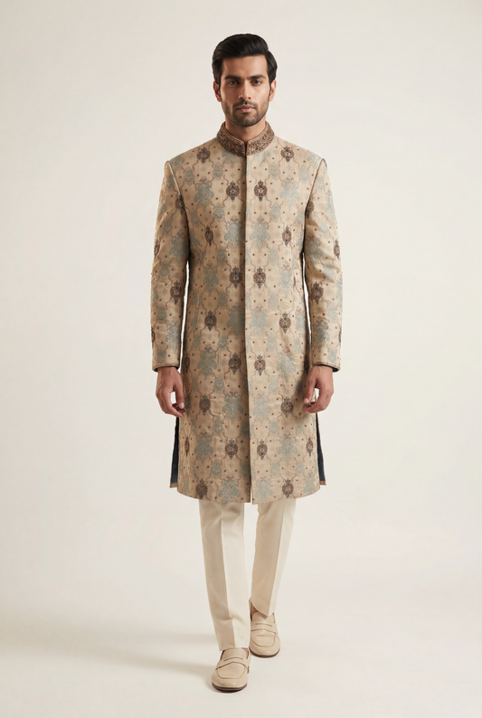 J. Beige Sherwani 1-Piece - Men's - AI Photo