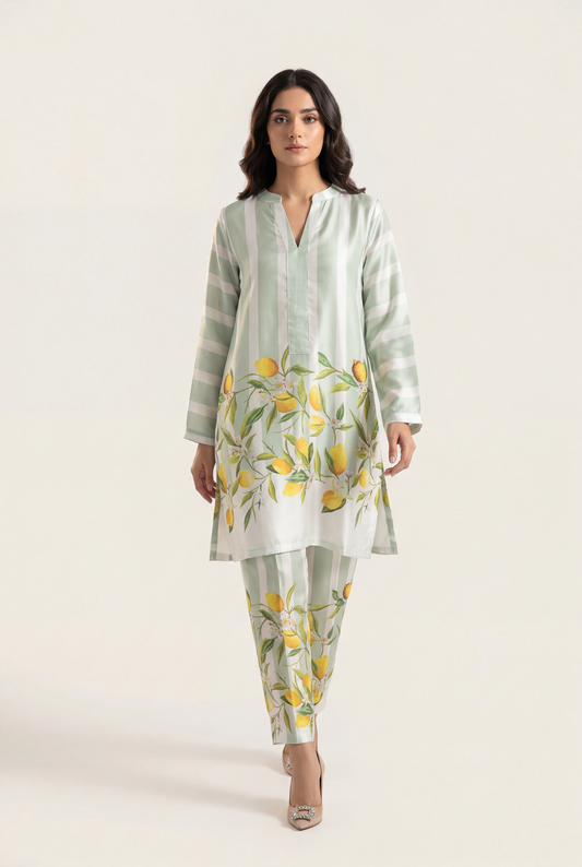 Bandhan Light Green Shirt 2-Piece - AI Photo