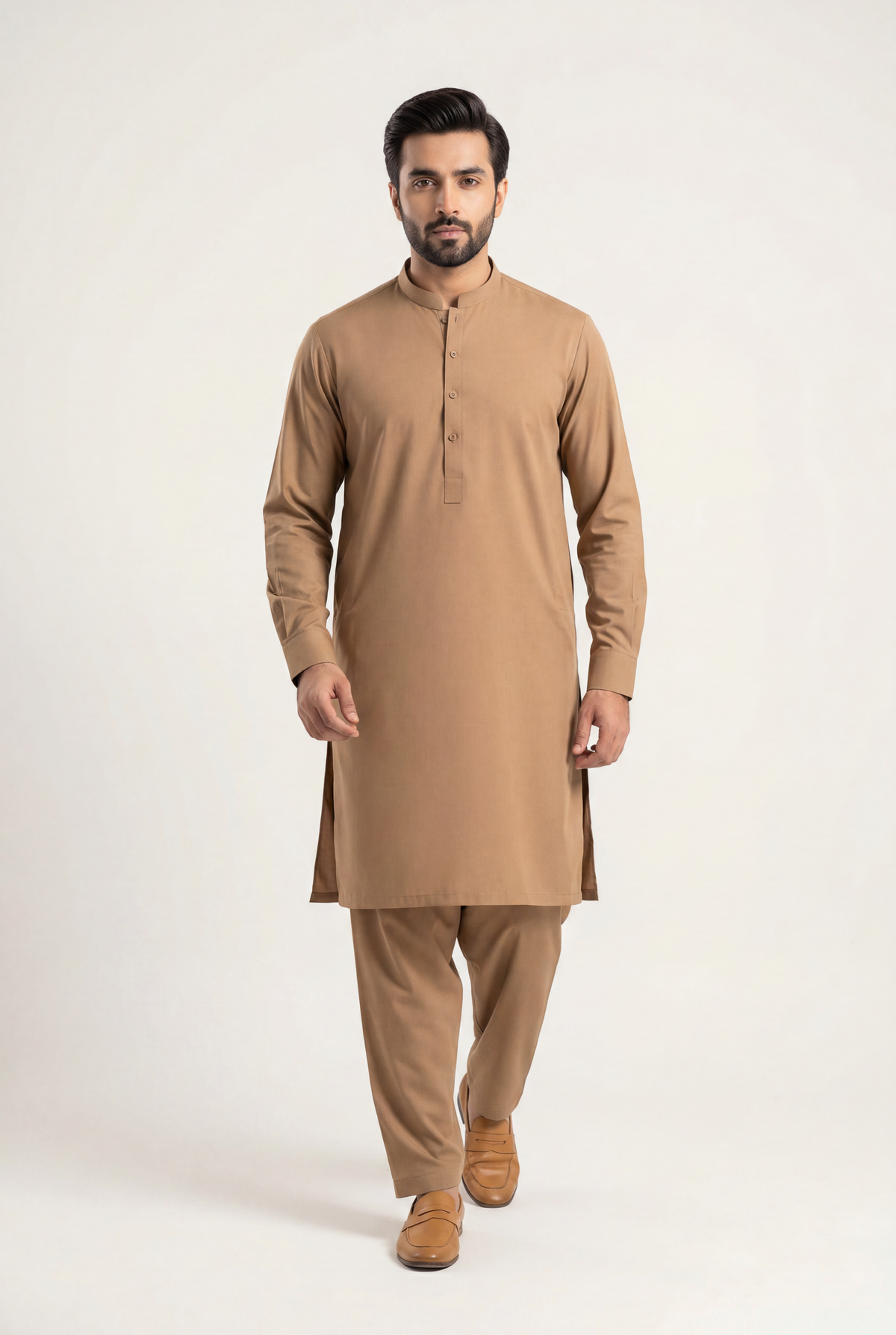 Gul Ahmad Camel Shalwar Kameez 2-Piece - Men's - AI Photo
