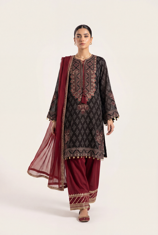 Bandhan Black Shirt 3-Piece - AI Photo