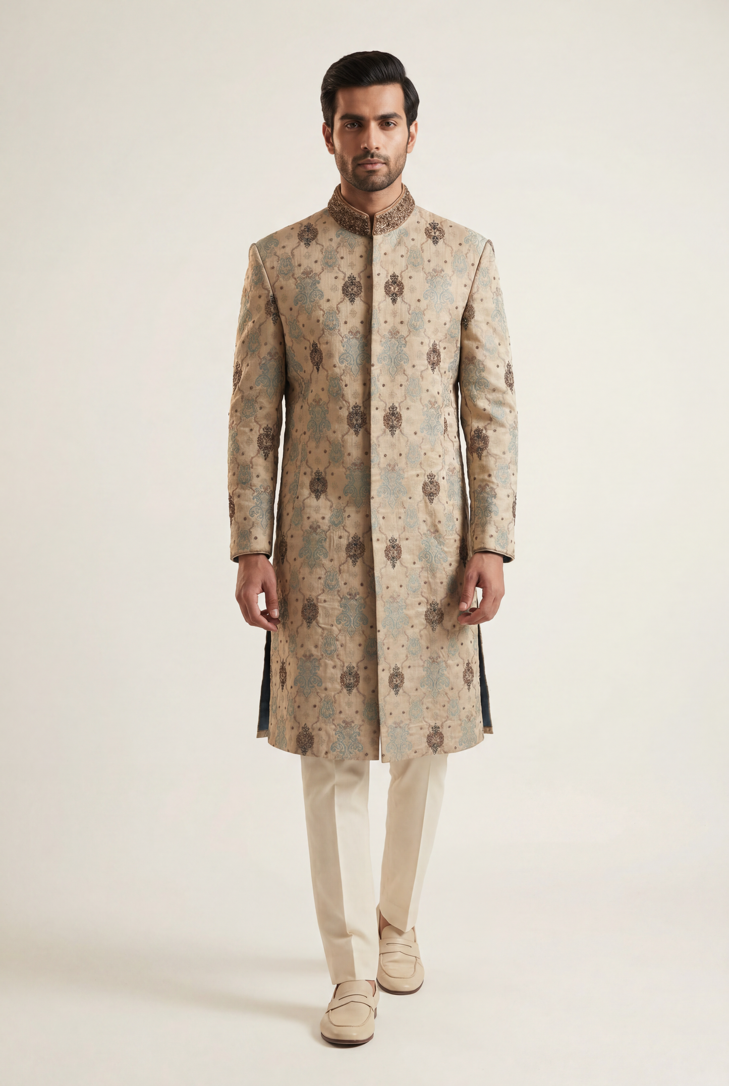 J. Beige Sherwani 1-Piece - Men's - AI Photo