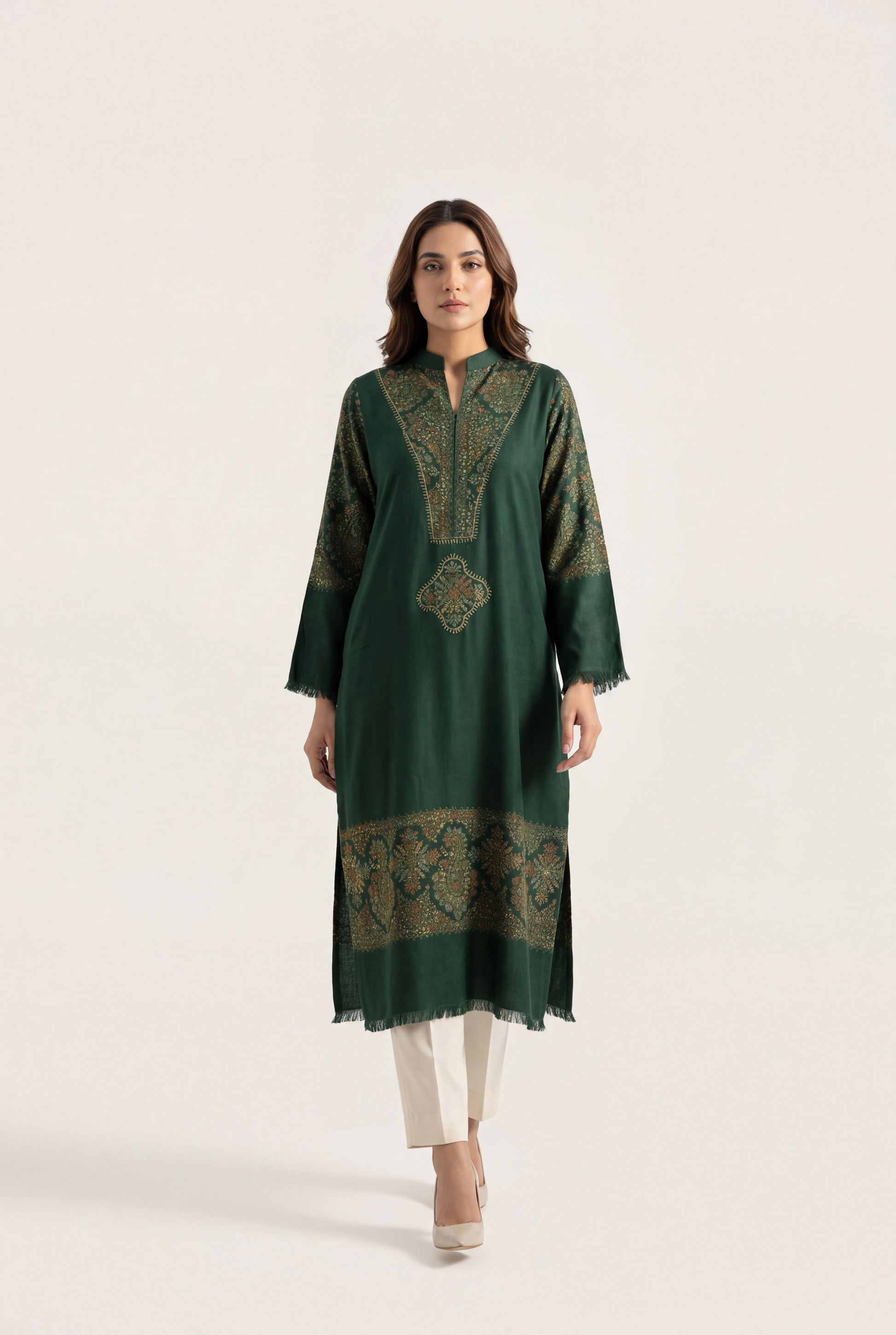 Bandhan Green Long Shirt 1-Piece - AI Photo