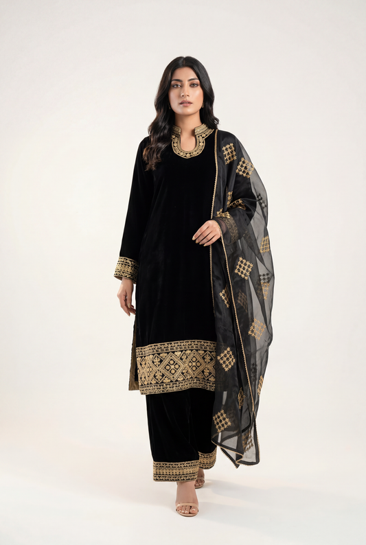 Bandhan Black Shirt 3-Piece - AI Photo