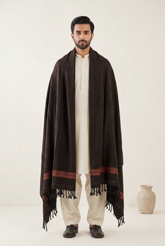 Almirah Dark Brown Men Shawl 1-Piece - Men's - AI Photo