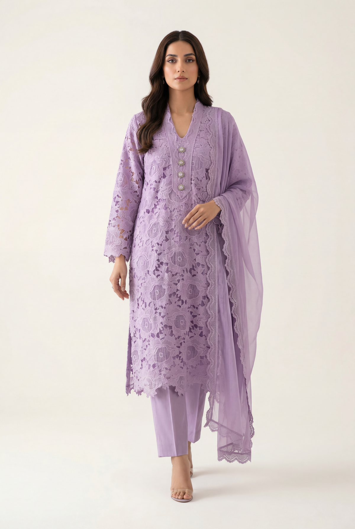 Bandhan purple Long Shirt 3-Piece - AI Photo