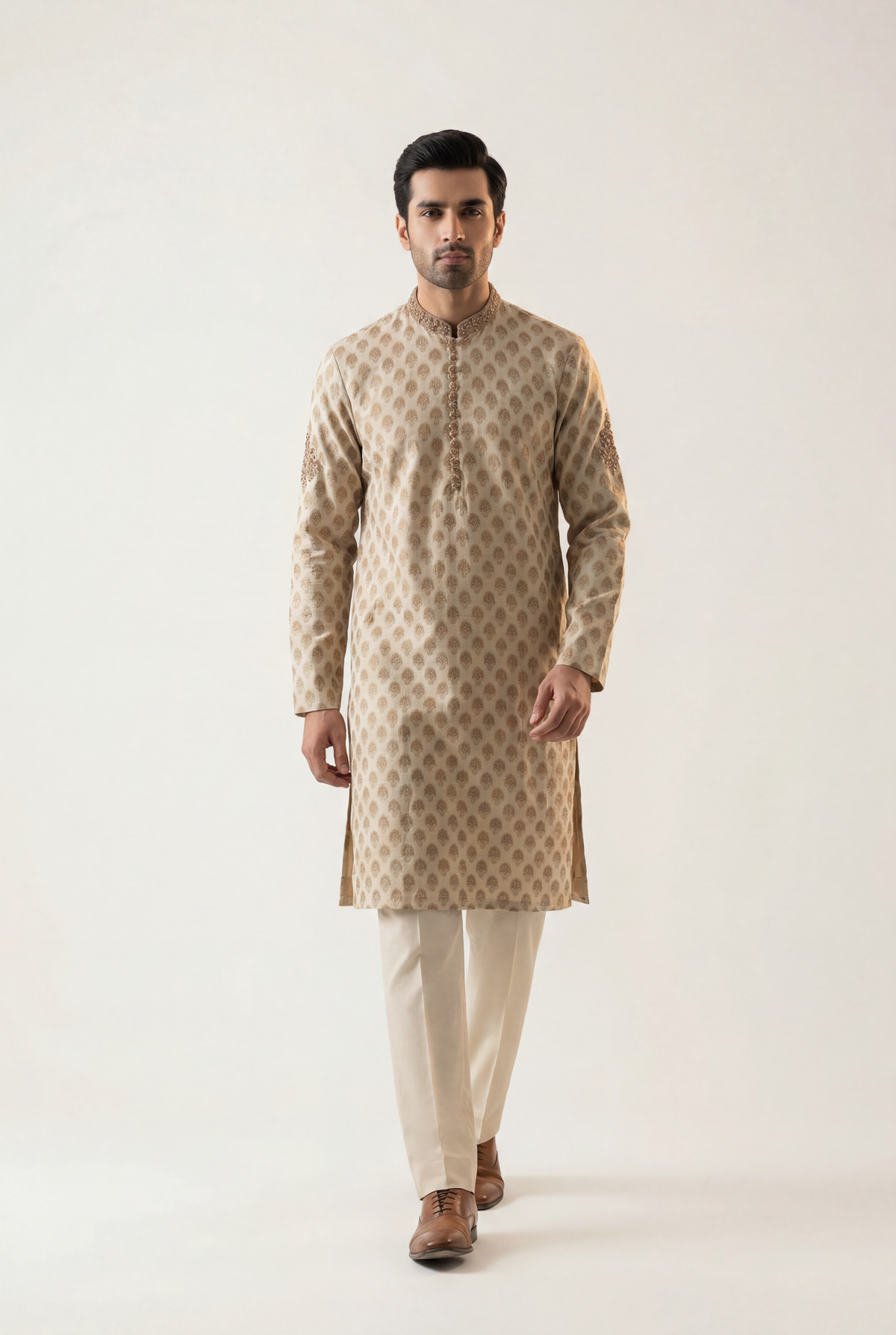 J. Cream Sherwani 1-Piece - Men's - AI Photo