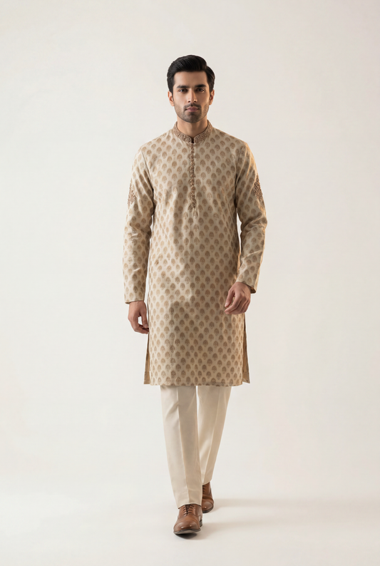 J. Cream Sherwani 1-Piece - Men's - AI Photo