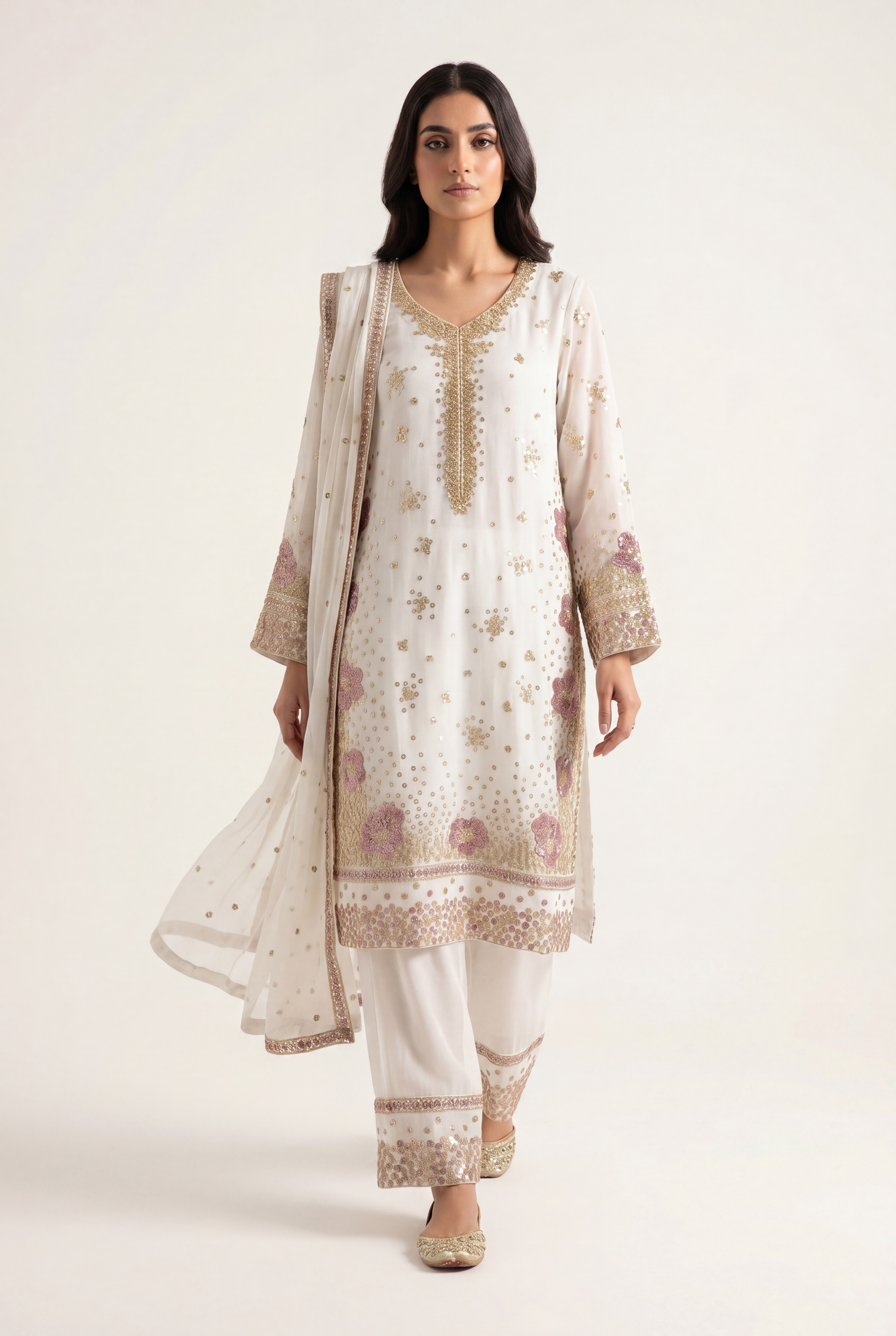 Bandhan White Shirt 3-Piece - AI Photo