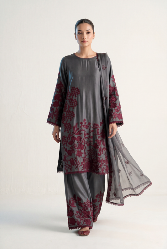 Bandhan Grey Shirt 3-Piece - AI Photo