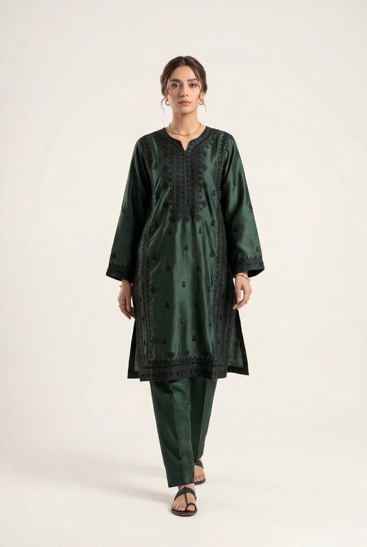 Bandhan Dark Green Shirt 2-Piece - AI Photo