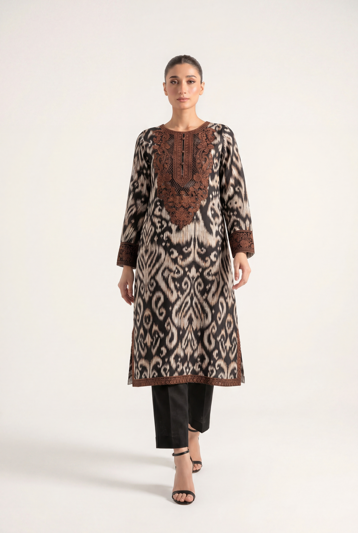 Bandhan Black Long Shirt 2-Piece - AI Photo
