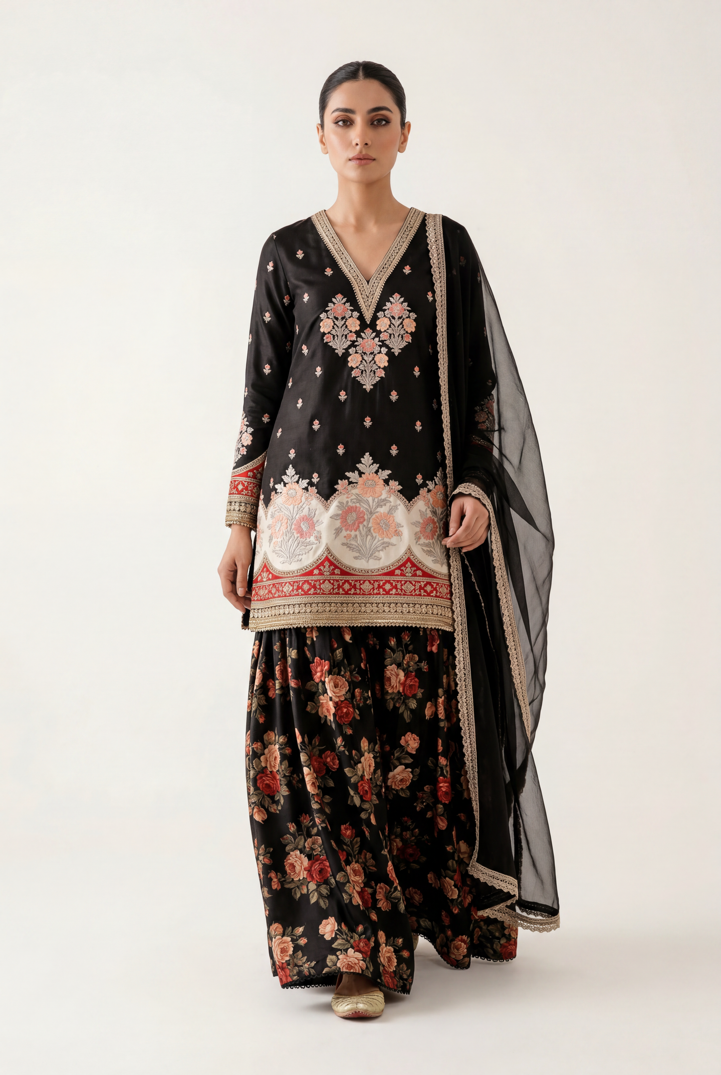 Ethnic Black Choli 3-Piece - AI Photo