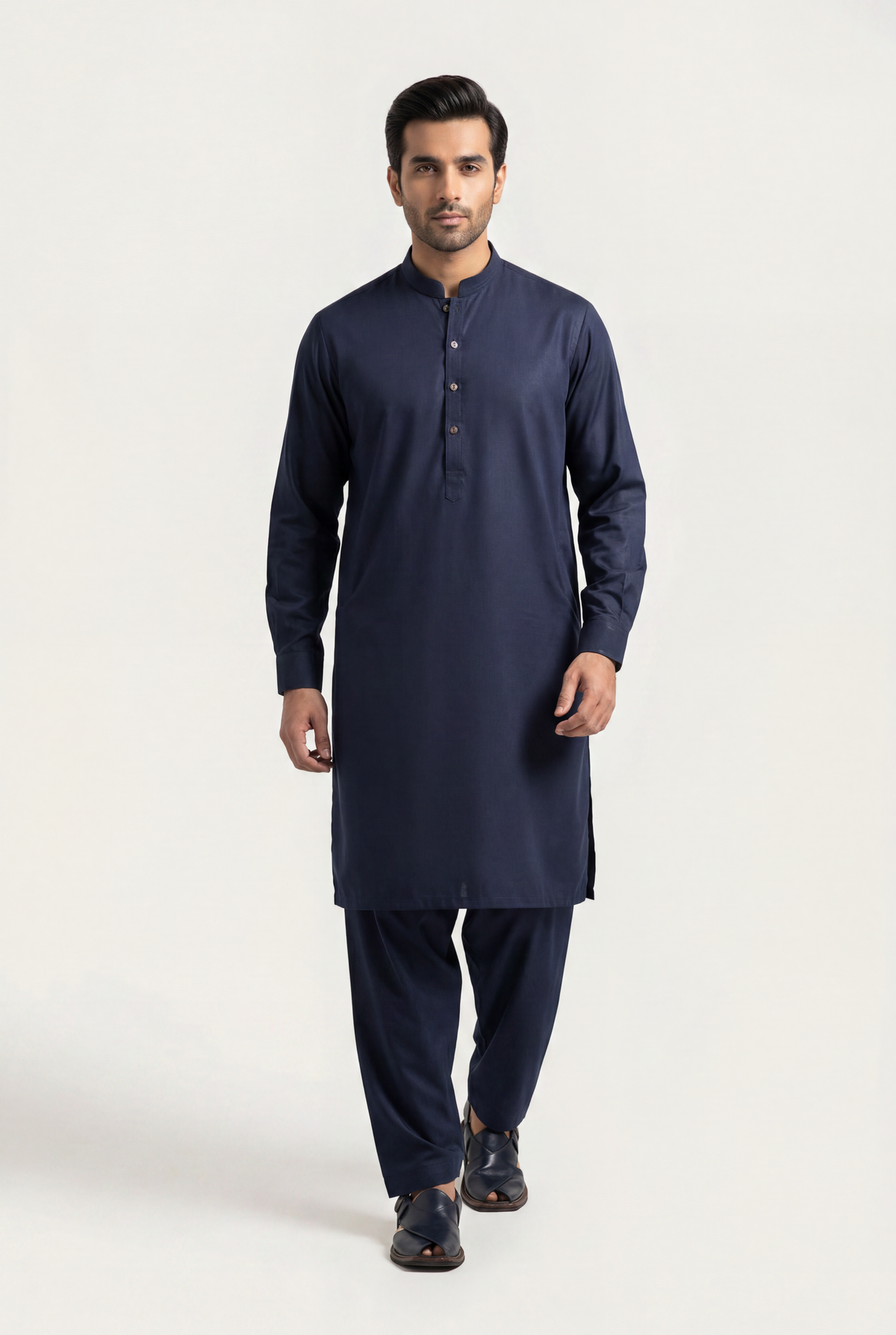 Amir Adnan Drak Blue Shalwar Kameez 2-Piece - Men's - AI Photo