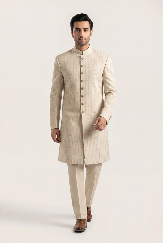 J. Cream Sherwani 1-Piece - Men's - AI Photo