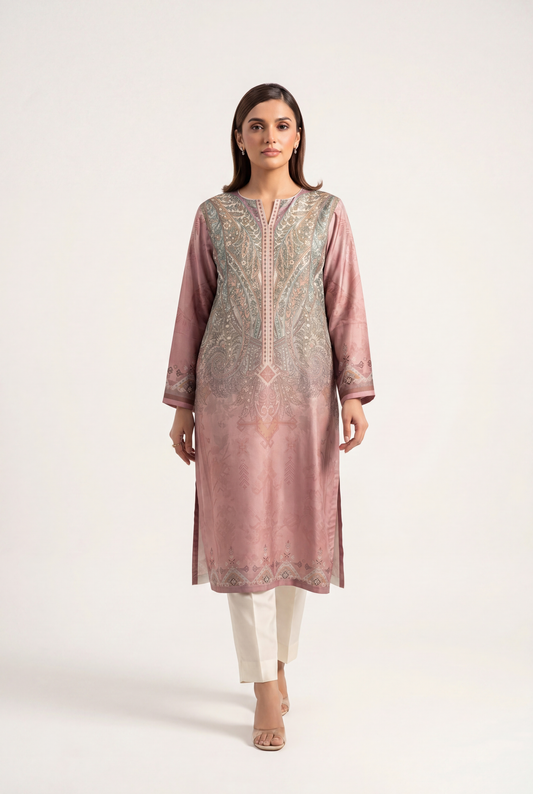 Bandhan Tea Pink Long Shirt 2-Piece - AI Photo