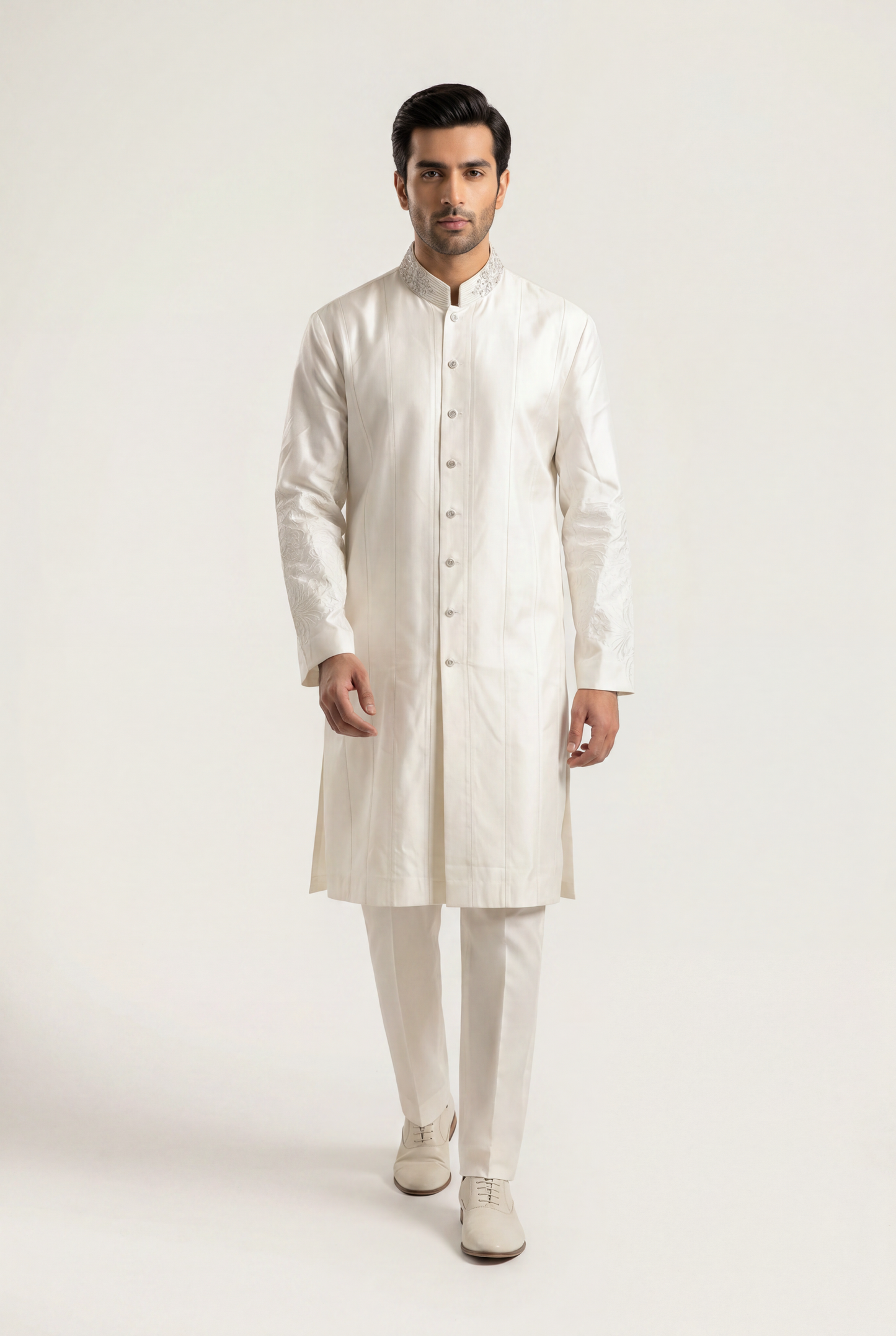 J. Off White Sherwani 1-Piece - Men's - AI Photo