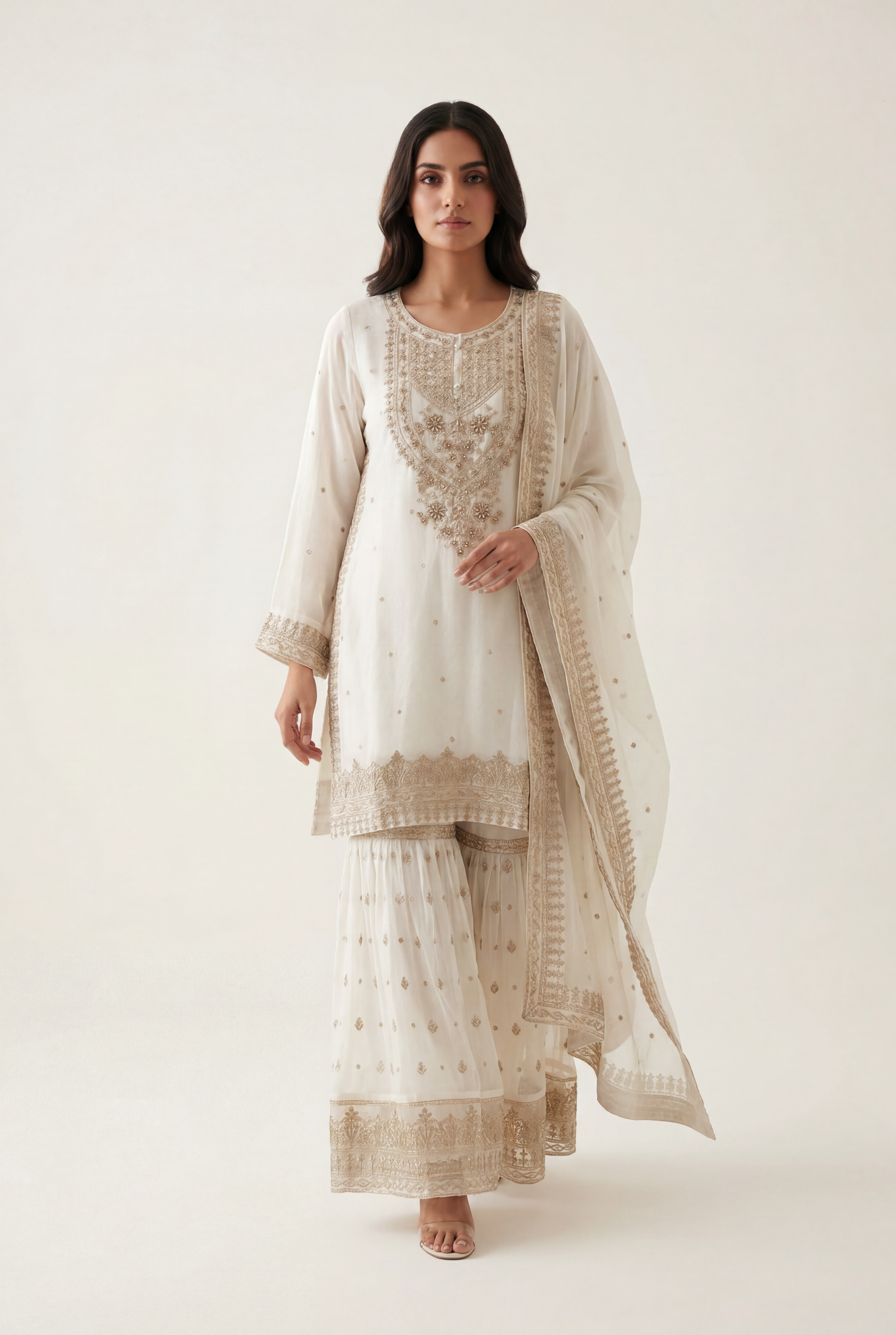 Bandhan White Shirt 3-Piece - AI Photo