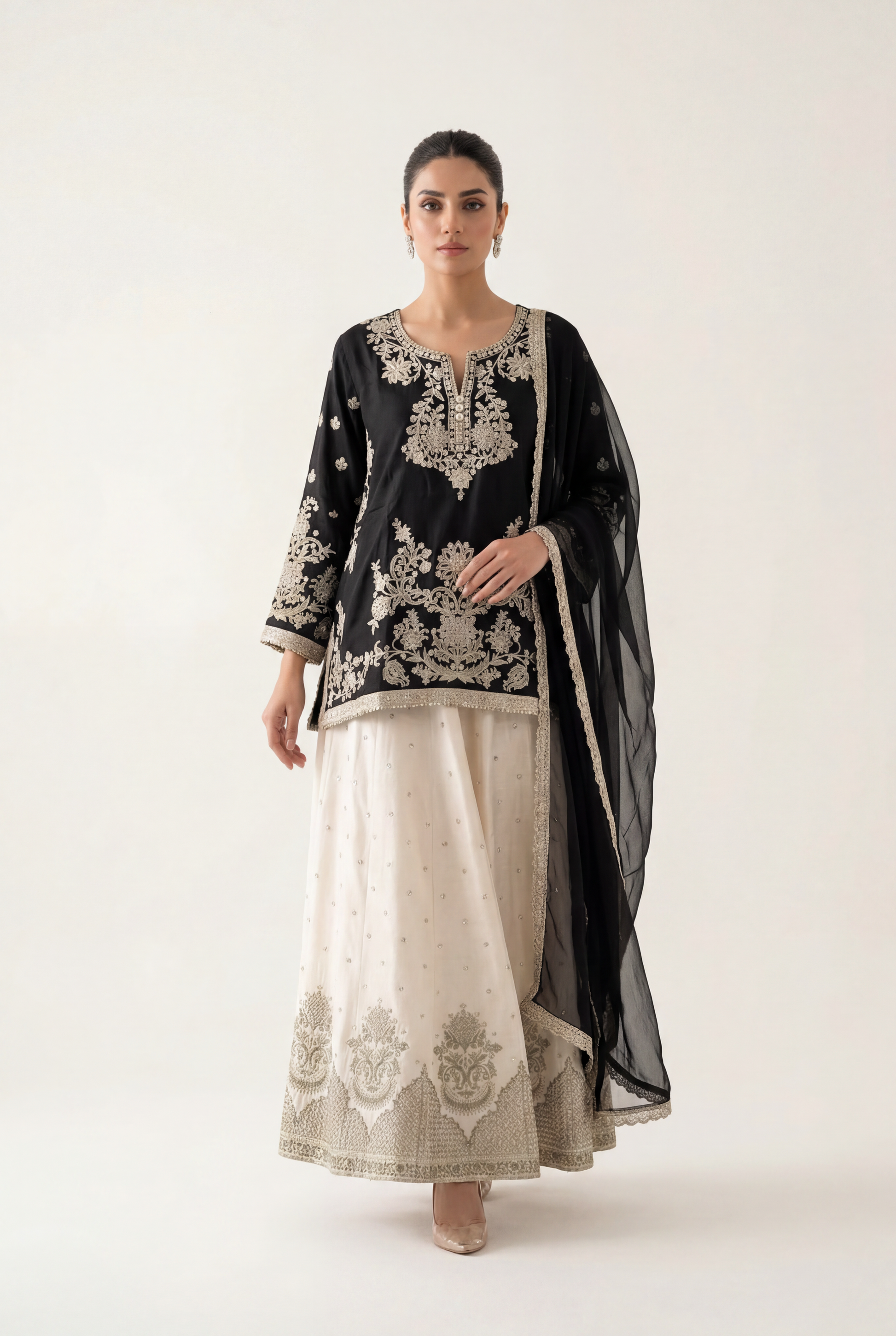Ethnic Black Choli 3-Piece - AI Photo