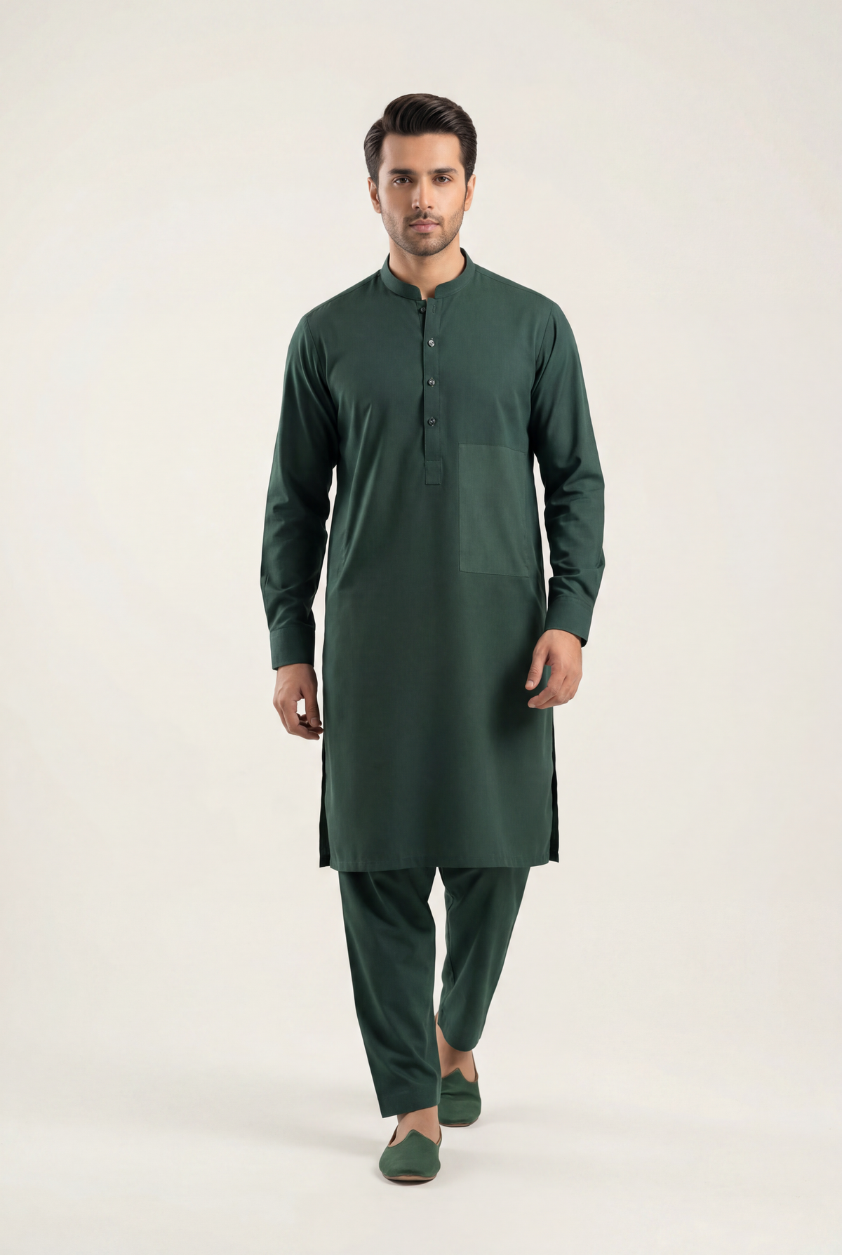 Gul Ahmad & Amir Adnan Mongia Green Shalwar Kameez 2-Piece - Men's - AI Photo