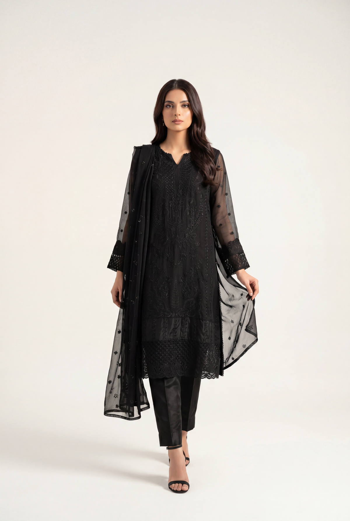 Bandhan Black Shirt 3-Piece - AI Photo