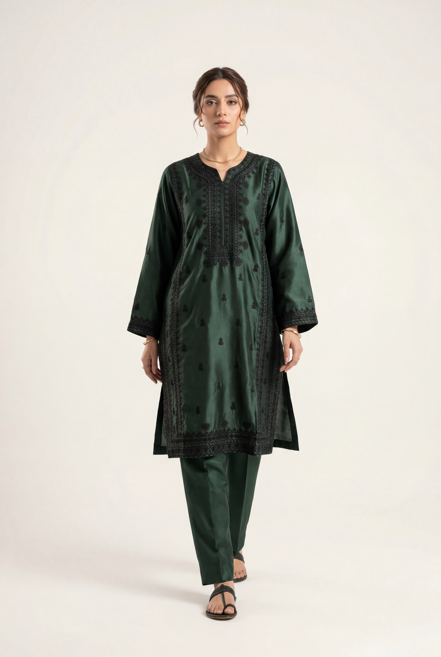 Bandhan Dark Green Shirt 2-Piece - AI Photo