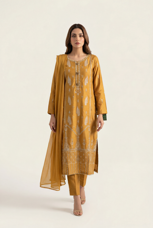 Bandhan Mustard Pishwas 3-Piece - AI Photo