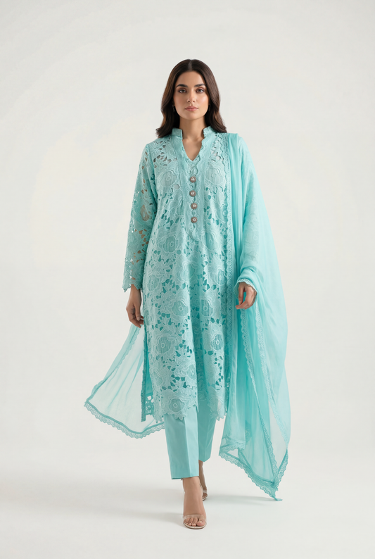 Bandhan Ferozi Long Shirt 3-Piece - AI Photo