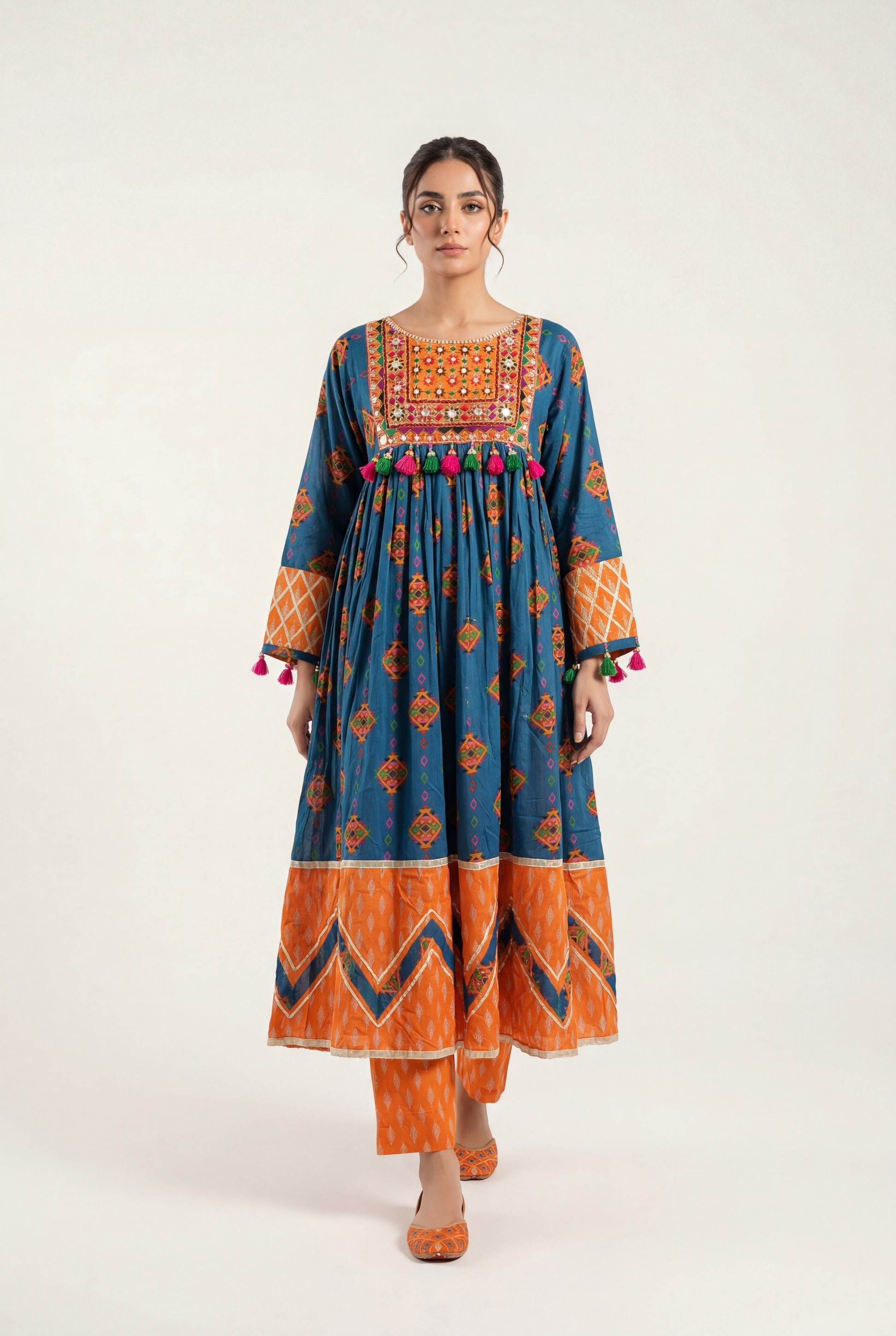 Bandhan Blue Afghani Frock 2-Piece - AI Photo
