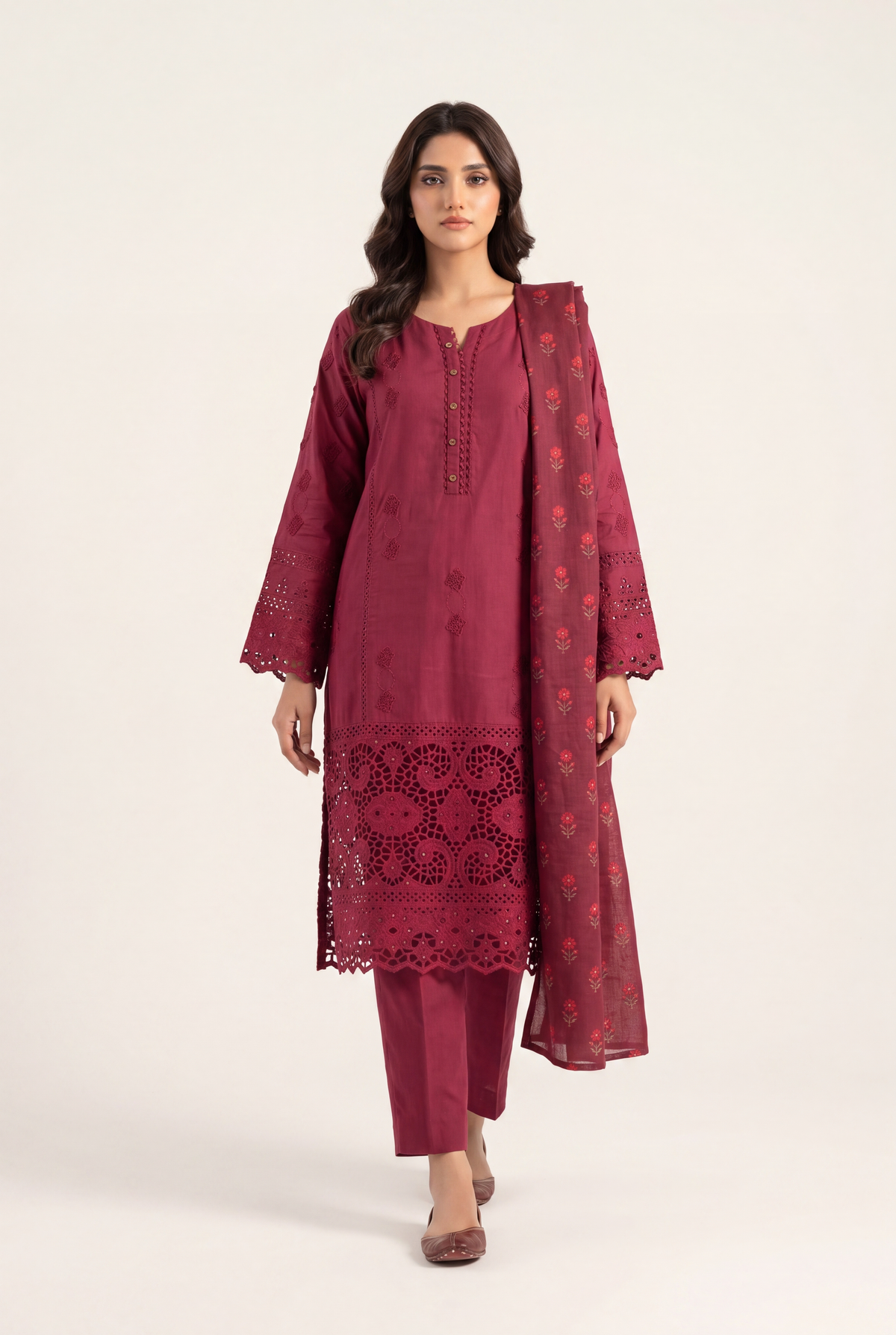 Tawakal Maroon Shirt 3-Piece - AI Photo