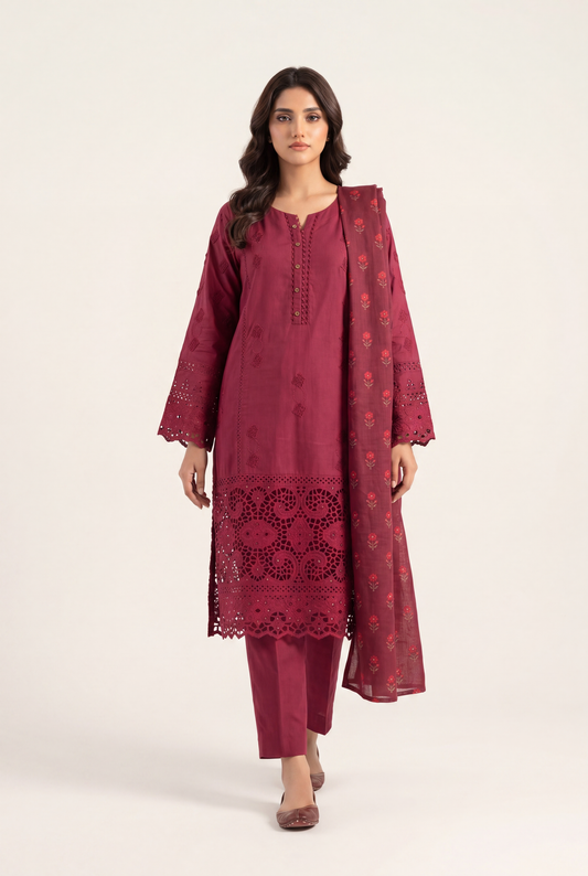 Tawakal Maroon Shirt 3-Piece - AI Photo