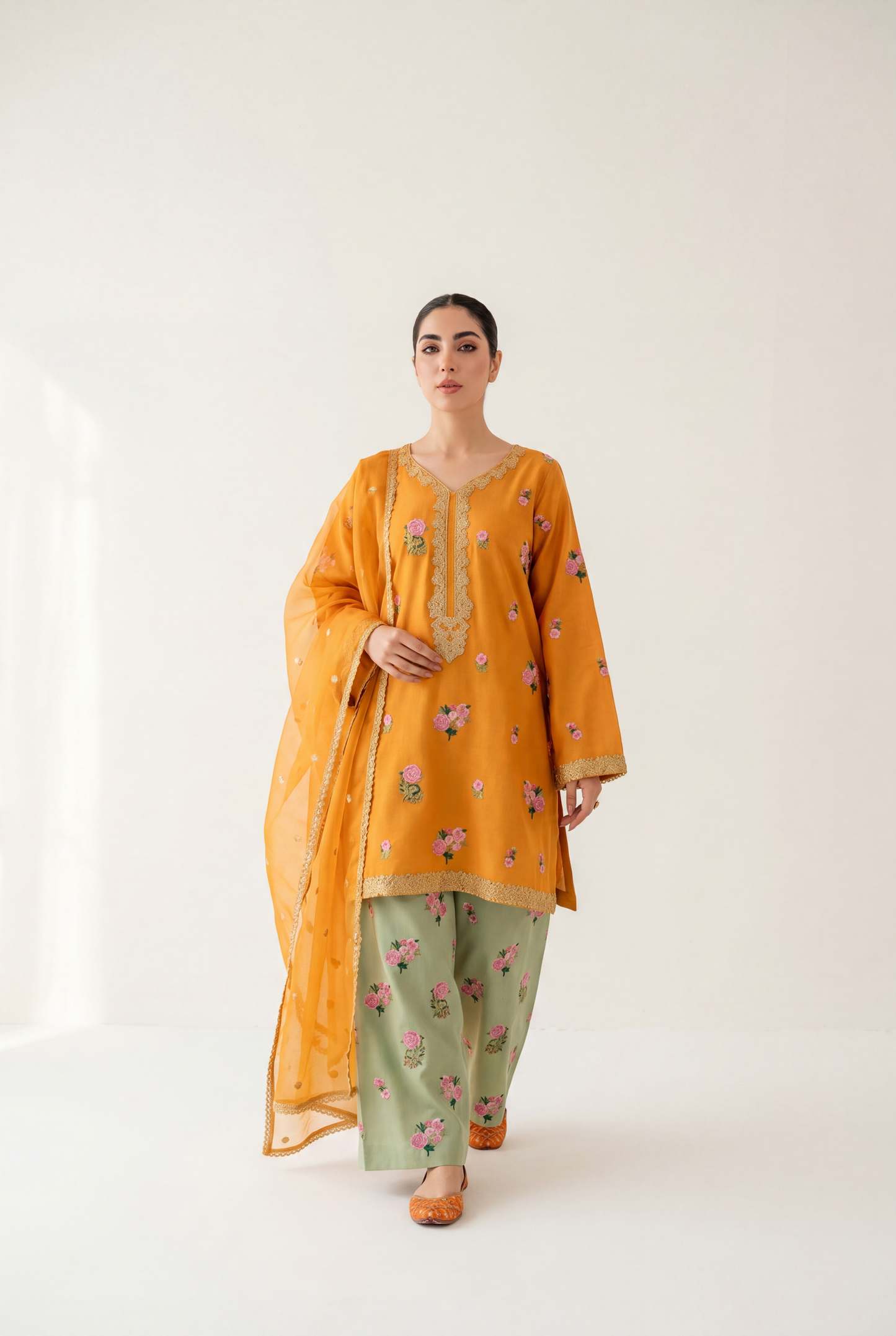 Bandhan Orange Shirt 3-Piece - AI Photo